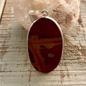 Unique Mookaite Jasper Sterling Silver Plated Pendant